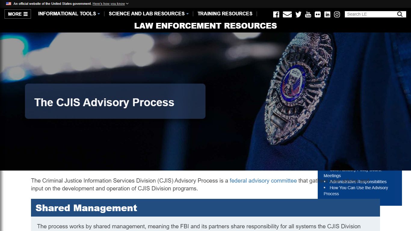 The CJIS Advisory Process — LE - Law Enforcement